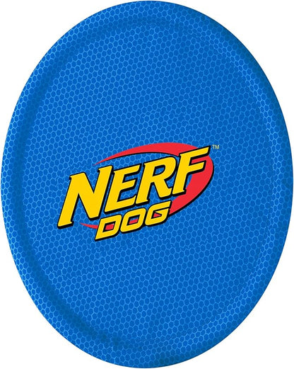 Nerf Dog Nylon Flyer Dog Toy, Flying Disc, Lightweight, Durable and Water Resistant, Great for Beach and Pool, 9 inch diameter, for Medium/Large Breeds, Single Unit, Blue