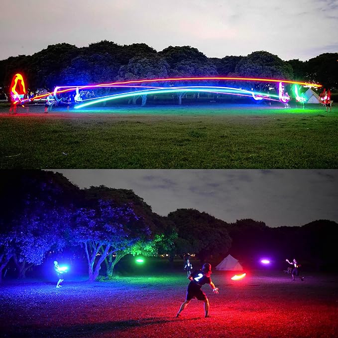 TOSY Bundle of 3 - RGB Black + Red + Green - Frisbee 108 LEDs, 16 Million Colors
