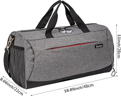 Kuston Sports Gym Bag with Shoes Compartment, Trolley Sleeve and Wet Pocket Gym Duffel Bag Overnight Bag-Upgraded