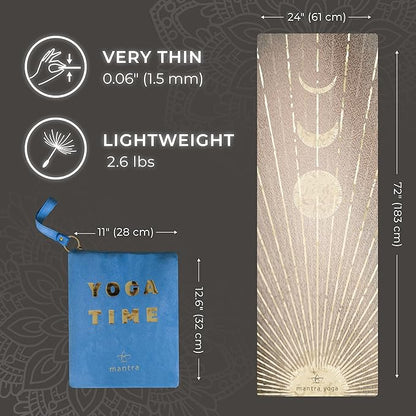 Mantra Yoga Travel PRO 1.5mm - Foldable Fitness & Exercise Mat with Bag | Lightweight, Compact & Eco-Friendly | Non-Slip & Washable | For All Types of Yoga | 72" L x 24" W | 2.6 lbs