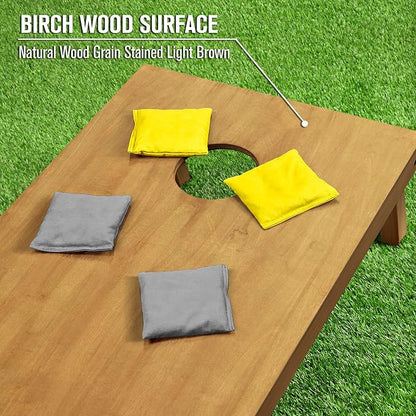 GoSports 4 ft x 2 ft Regulation Size Wooden Cornhole Boards Set - Includes Carrying Case - Full Regulation Size Bean Bag Toss Boards