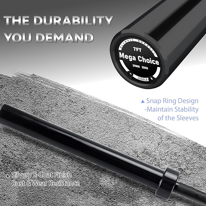 Barbell Bar for Weightlifting - 7FT Heavy Duty (1500LB/700LB), 4FT Short (500LB), 47" EZ Curl Bar - Fits 2" Standard Plates - Home Gym Strength Training