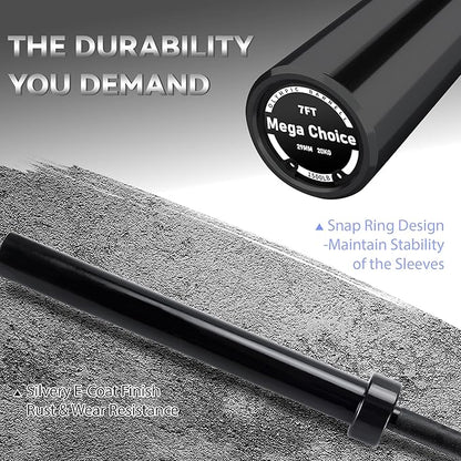 Barbell Bar for Weightlifting - 7FT Heavy Duty (1500LB/700LB), 4FT Short (500LB), 47" EZ Curl Bar - Fits 2" Standard Plates - Home Gym Strength Training