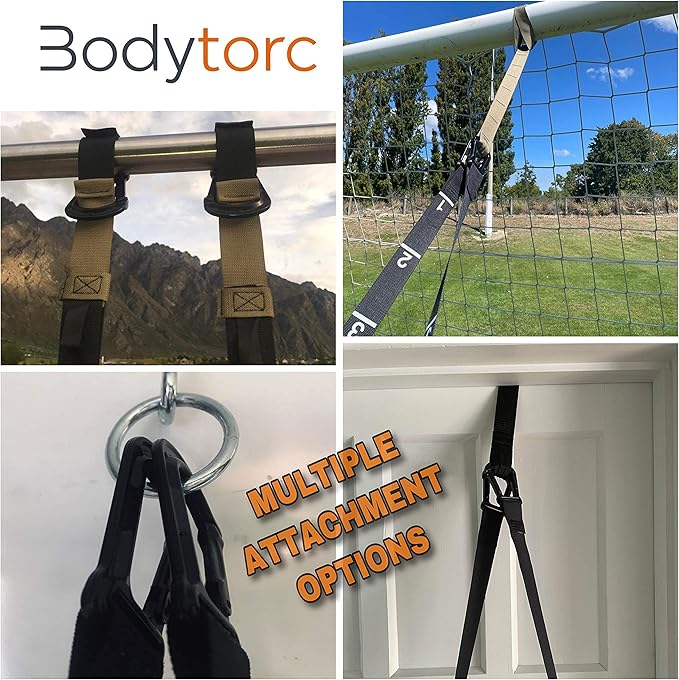 Suspension Trainer, Bodyweight Training Straps for Full Body Workouts at Home, Includes Door Anchor, Extension Arms and Advanced Foot Straps. Green