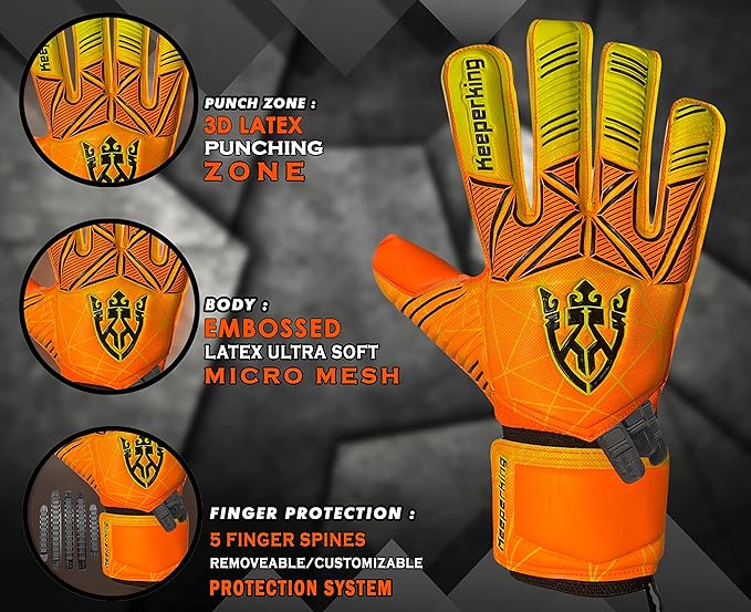 Soccer Goalie Goalkeeper Gloves for Kids Boys Youth & Adult,Latex Strong Grip Palms with Removable Finger Spines Protection Children Football Gloves for Training/Match(Sizes 5-10,6 Styles)