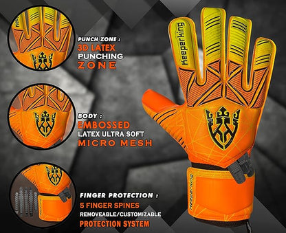 Soccer Goalie Goalkeeper Gloves for Kids Boys Youth & Adult,Latex Strong Grip Palms with Removable Finger Spines Protection Children Football Gloves for Training/Match(Sizes 5-10,6 Styles)