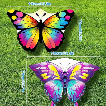 2 Pack Kites for Adults and Kids, Large Butterfly Kites Easy to Fly Kite with Long Tail, Big Kite with Handle and String, Perfect for Beginners, Beach Games, Outdoor Flying Fun