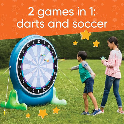 Hearthsong Jumbo 57-Inch Inflatable 2-in-1 Darts and Soccer Set with Double-Sided Scoreboard, Two Soccer Balls, Six Darts, Outdoor Play, Ages 5 and Up