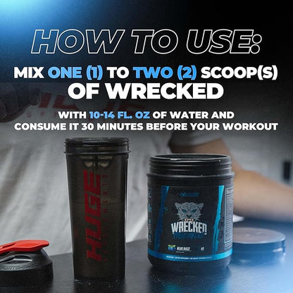 Wrecked Pre Workout Powder, Advanced Formula, Boosts Energy, Focus, Pumps & Performance, 10g L-Citrulline, 6.4g Beta Alanine, 5g Tyrosine, 1g Alpha GPC, 375mg Fast-Acting Caffeine & More (40 Servings)