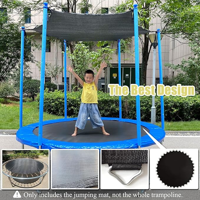 Trampoline Mat, Fits 8FT Frame, with 42/48 V-Rings and Spring Tool, Replacement Jumping Mat, Reinforce, UV-Resistant, Not Include Spring