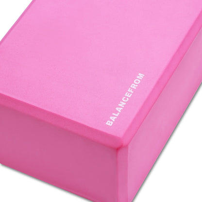 Fitvids Set of 2 High Density Yoga Blocks, 9"x6"x4" Each, Pair (Pink)