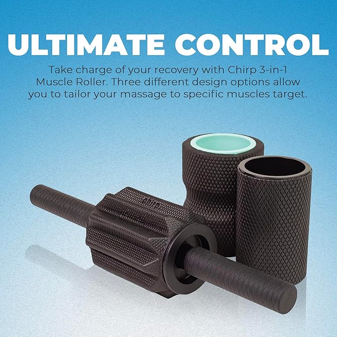 Chirp 3-in-1 Muscle Roller - Customizable Recovery Massager for Targeted Deep Tissue Massage, Pressure Point Relief for Back and Legs, Durable Foam Roller Supports up to 500 lbs, 4 x 4 x 24 inches