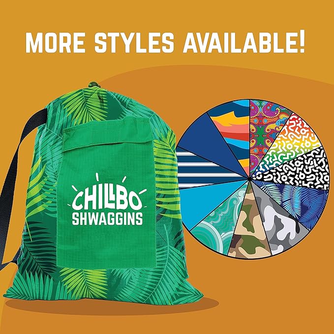 Chillbo Shwaggins Inflatable Couch – No-Pump Setup, Ripstop Polyester, Stability Pegs, Fun Prints, Portable Air Lounger for Beach, Camping, Festivals, and Tailgating - Green Leaf