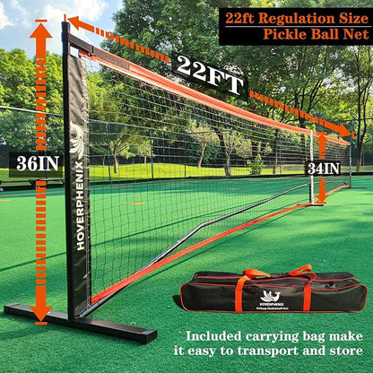 Pickleball Net for Driveway, Portable Pickleball Net System with Regualtion Size 22FT Pickle Ball Net, Outdoor Pickleballs, Carry Bag, Weather Resistant Metal Frame