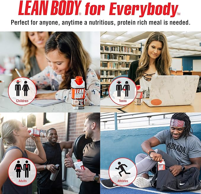 Lean Body Ready-to-Drink Vanilla Protein Shake, 20g Protein, Whey Blend, 0 Sugar, Gluten Free, 22 Vitamins & Minerals, (Recyclable Carton & Lid - Pack of 4)