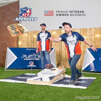 Play Platoon Cornhole Bags Set of 8 Regulation Professional Corn Hole Bean Bags ACO Approved, Competition Weight, Slick and Stick