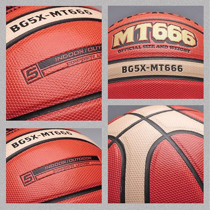 Training Soft Touch Rubber and Faux Leather Fighting Basketball, High Bounce Indoor Outdoor Basketball Gift