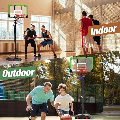 Portable Basketball Hoop Height Adjustable 4.0-10ft: Outdoor Basketball Goal System for Kids Youth Teens in Backyard/Driveway/Indoor, 33-45 Inch Shatterproof Backboard and Stable Base