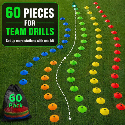 60 Pack Agile Soccer Cones with Portable Bags & Brackets,Sports Cones,cones for sports