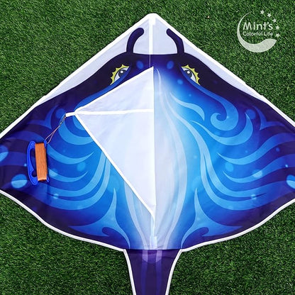 Mint's Colorful Life Devil Fish Kite for Kids and Adults，Easy to Fly Delta Kites Single Line Large, 300ft Kite String Handle Include