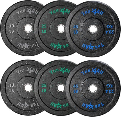 Yes4All 2" Bumper Plate, 10-190 LB Olympic Rubber Weight Plate with Steel Hub for WeightLifting, Strength Training, Home Gym, Less Impact, Absorb Bounce & Shock, Multiple Options