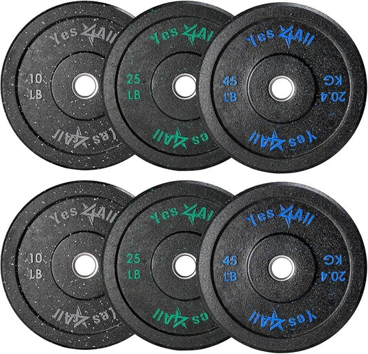 Yes4All 2" Bumper Plate, 10-190 LB Olympic Rubber Weight Plate with Steel Hub for WeightLifting, Strength Training, Home Gym, Less Impact, Absorb Bounce & Shock, Multiple Options