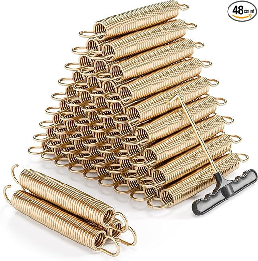 Trampoline Springs Heavy Duty with Swivel & Straight Hooks, Stainless Steel Trampoline Accessories Ideal Spring Replacement, Includes T-Hook Tool