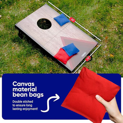 Portable Cornhole Board Set 24"x15", Foldable Wooden Travel Size Corn Hole Game Sets, Incl 2 Boards 8 Canvas Bean Bags, Indoor & Outdoor Lawn Toss Games Activity, for Kids Teens & Adults