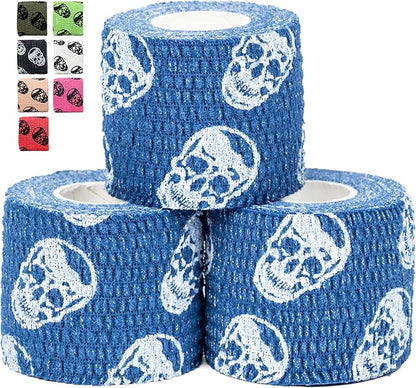 Gymreapers Hook Grip Weightlifting Tape (3 Pack) Premium Adhesive Thumb Skull Tape for Finger Protection, Powerlifting, Exercise & Cross Training - Athletic Sweat Proof Tape