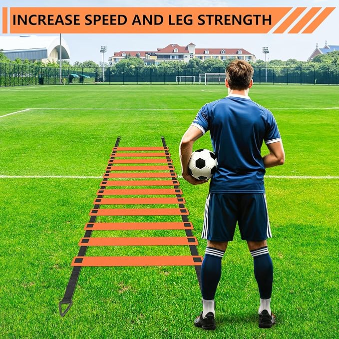 Soccer Agility Poles Set with Agility Ladder Soccer Cones Jump Rope Adjustable Detachable Soccer Agility Training Equipment for Speed Training