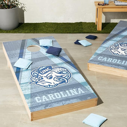 Wild Sports NCAA College 2' x 4' Wood Direct Print Tournament Cornhole Set, 8 Bean Bags, Vintage Triange Design - Tailgate, Outdoor, Backyard