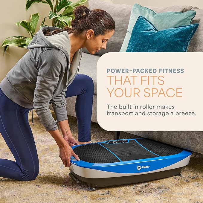 Lifepro Rumblex Max 4D Black Vibration Plate Exercise Machine with Loop Resistance Bands for Home Fitness Shaping Training Recovery Tone & Strength