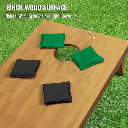 GoSports 4 ft x 2 ft Regulation Size Wooden Cornhole Boards Set - Includes Carrying Case - Full Regulation Size Bean Bag Toss Boards