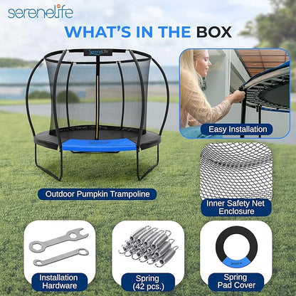 Serenelife 12FT 10FT 8FT Recreational Trampolines with Enclosure Net and Ladder and Anti-Rust Coating, ASTM Approved Trampoline Outdoor for Kids and Adults Outdoor Yard Trampolines