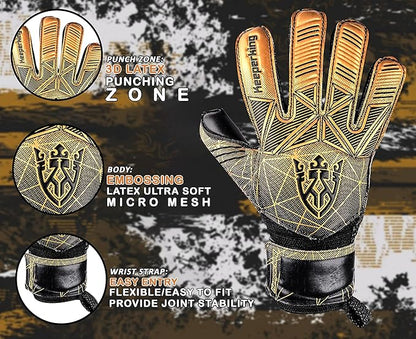 Soccer Goalie Goalkeeper Gloves for Kids Boys Youth & Adult,Latex Strong Grip Palms with Removable Finger Spines Protection Children Football Gloves for Training/Match(Sizes 5-10,6 Styles)