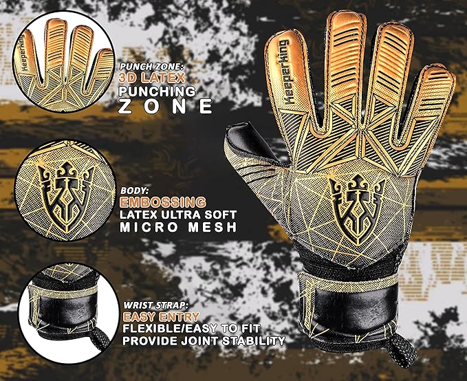 Soccer Goalie Goalkeeper Gloves for Kids Boys Youth & Adult,Latex Strong Grip Palms with Removable Finger Spines Protection Children Football Gloves for Training/Match(Sizes 5-10,6 Styles)