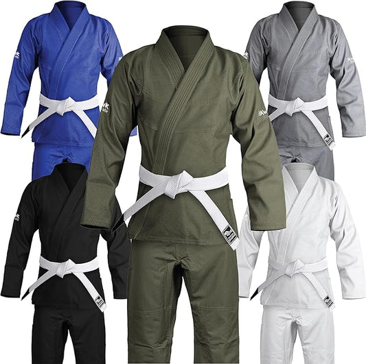 Hawk Sports Brazilian Jiu Jitsu Gi for Men and Women with Jacket, Pants, and White Belt for Martial