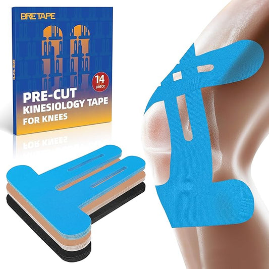 Precut Kinesiology Tape for Knees ??14 PCS Knee Tape for Pain Relief & Support, Elastic Waterproof