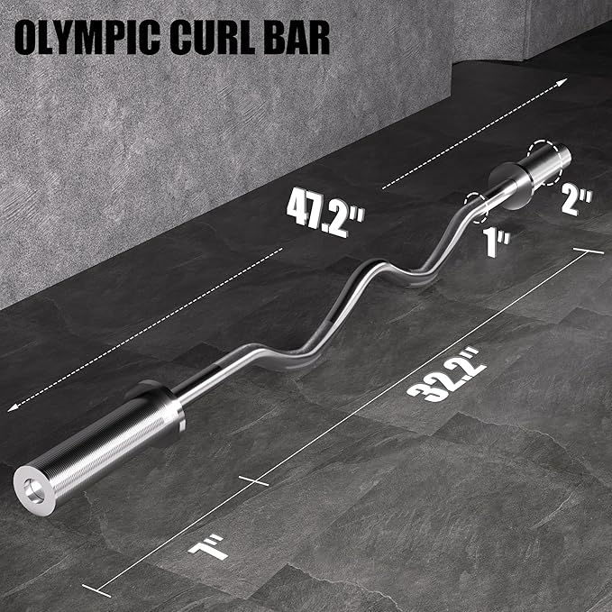 4ft Olympic Barbell - 2 Inch Weight Lifting Bars for Strength Training, Deadlift, Bench Press, Squat, Bicep Curls, Overhead Press - 500lbs Capacity w/Spring Collars