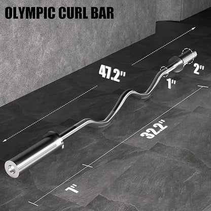 4ft Olympic Barbell - 2 Inch Weight Lifting Bars for Strength Training, Deadlift, Bench Press, Squat, Bicep Curls, Overhead Press - 500lbs Capacity w/Spring Collars