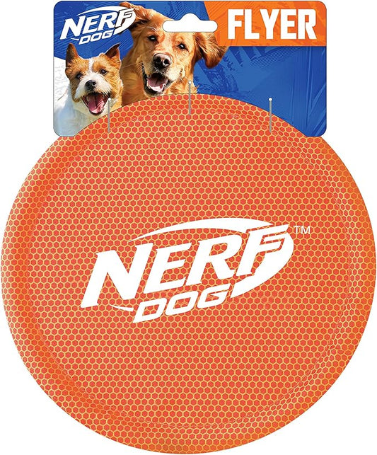 Nerf Dog Nylon Flyer Dog Toy, Flying Disc, Lightweight, Durable and Water Resistant, Great for
