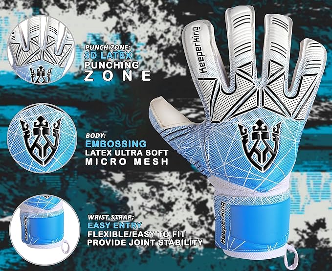 Soccer Goalie Goalkeeper Gloves for Kids Boys Youth & Adult,Latex Strong Grip Palms with Removable Finger Spines Protection Children Football Gloves for Training/Match(Sizes 5-10,6 Styles)