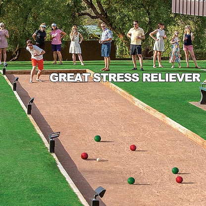 Bocce Ball Set Regulation Size and Weight for Professional Tournament, Backyard, Beach, Lawn Game with 8 Resin Bocci Balls, Pallino, Measuring Rope, Carrying Bag