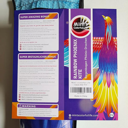 Mint’s Colorful Life Large Kite for Kids and Adults, Easy to Fly Single Line Beach Kites, Comes with 300ft String Handle