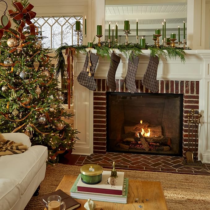 Thymes Frasier Fir Scented Candles for Home Decor - Green Pillar Candles for Women & Men - Place on Candle Holder - Luxury Home Fragrance Gifts - Large (3" x 6" Pillar)