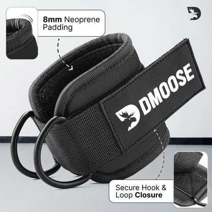 DMoose Ankle Strap for Cable Machine Attachments - Gym Ankle Cuff for Kickbacks, Glute Workouts