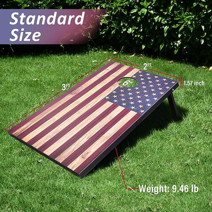 Cornhole Set, Regulation/Tailgate Size Cornhole Boards with 8 Bean Bags and Carrying Case, 4x2/3x2 Corn Hole Outdoor Game Toss Board for Adults Outside Activities