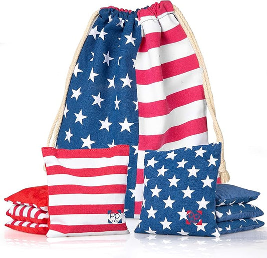 Professional Cornhole Bags - Set of 8 Regulation All Weather Double Sided - Sticky Side/Slick Side