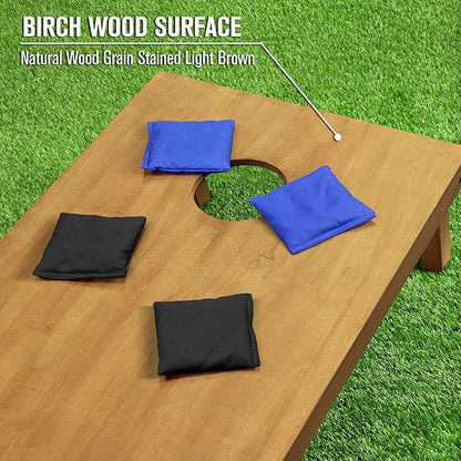 GoSports 4 ft x 2 ft Regulation Size Wooden Cornhole Boards Set - Includes Carrying Case - Full Regulation Size Bean Bag Toss Boards