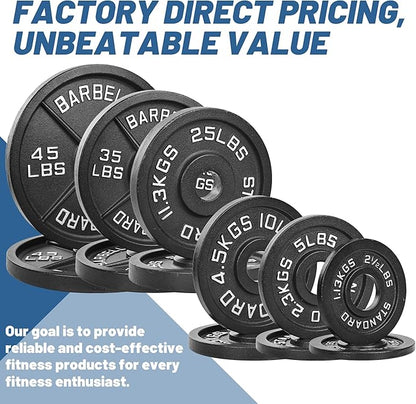 Professional-Grade Cast Iron Weight Plates | Dual-Hole Weight Plates with 2-Inch Bore | Ideal for Strength Training and Weightlifting | Multiple Weight Options Available